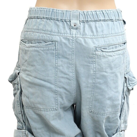 Free People Denim Cargo Shorts Pull-on Lightweight Low-Waisted Casual M 283199 - Picture 4 of 5